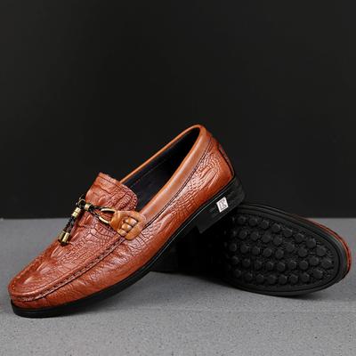 Mode Echtes Leder Herren Slipper Krokodilmuster Slipper Handgefertigt Business Herren Freizeitschuhe Weiche Mokassins Luxus Boot Flats