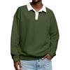 Men's Casual Color-Blocked Button-Up Long-Sleeve Tops