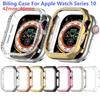 Bling PC Hollow Case For Apple Watch10 Single Diamond Crystal iWatch Series 10 Bumper Protective Cover Watch Strap Protector