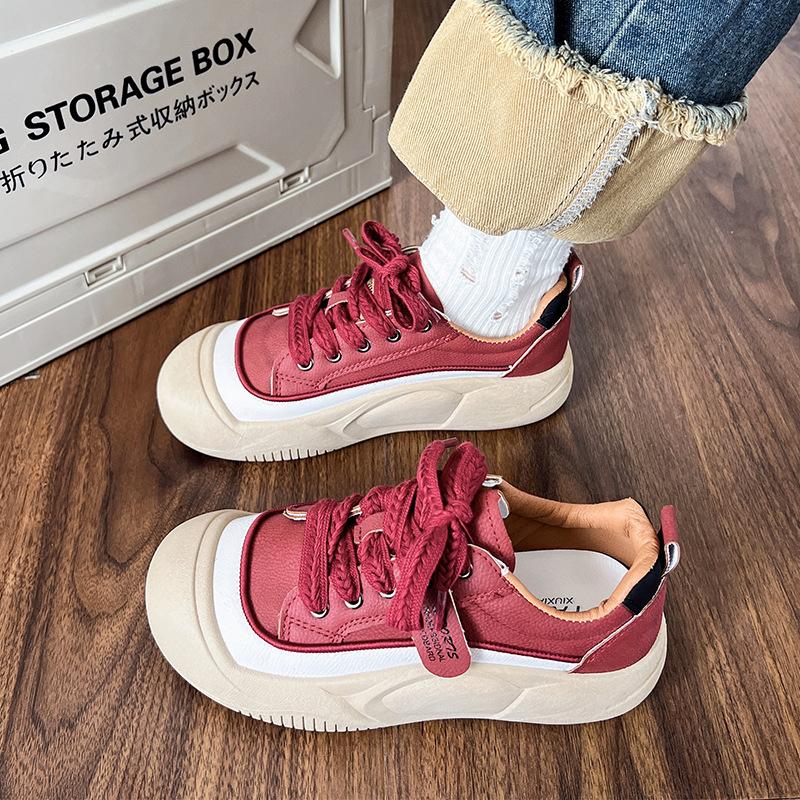 British style platform single shoes women's outer 2025 spring explosion fashion versatile flat lace-up women's shoes sports and leisure shoes