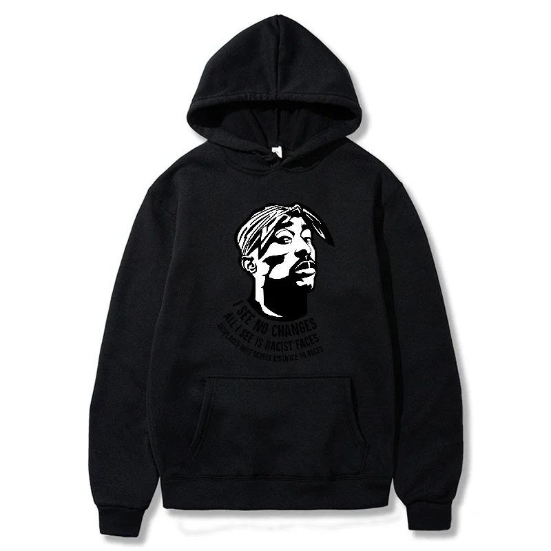 The European and American Trendy Rapper 2PAC's Fleece Hooded Sweatshirt Is A Fashionable European and American Hooded Sweatshirt
