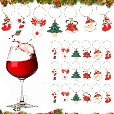Christmas Wine Glass Charms Wine Drinker Gifts Charms for Stem Glasses Drink Markers for Party Favors Holiday Decorations