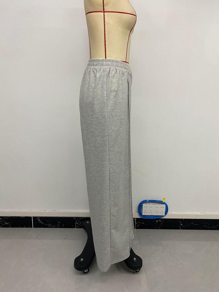 2025 Women's European & American Casual V-Waist Spliced Wide-Leg Pants