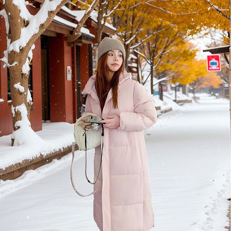 

Сезон стеганой одежды длинная до колена хлопковая одежда женское свободное пальто S розовый