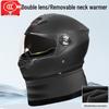 Electric Motorcycle Helmet with Detachable Neck Warmer - Windproof, Winter Warm, Full Face for Men and Women