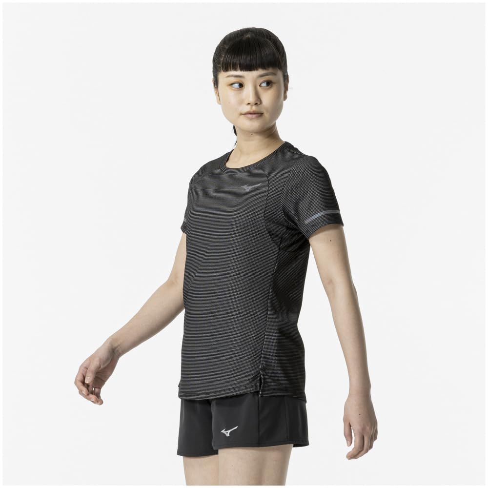 Mizuno Dry Aeroflow Breathable Running Size S Women's T-Shirt, Black, (J2MAA788)