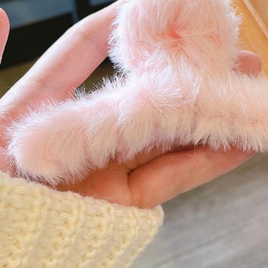 Hair Claw Plush Decor Strong Grip Back Head Hair Clip Women Large Shower Hair Clamp Hair Styling Tool