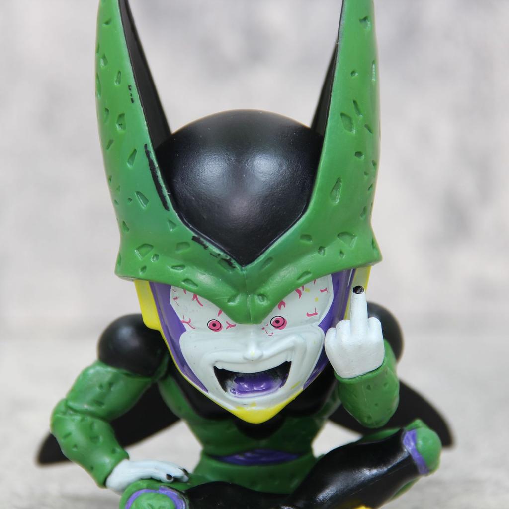 12cm Dragon Ball Anime Cute Cell Sitting Erect Middle Finger Action Figure Pvc Model Doll Collection Statue Ornament Toys Gift