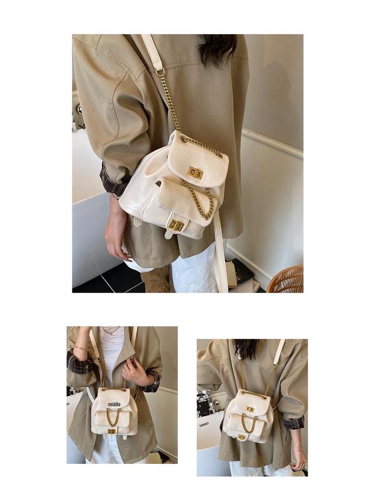 Women's Diamond Lattice Chain Backpack - Korean Style, High-Quality Fashion Motorcycle Bag