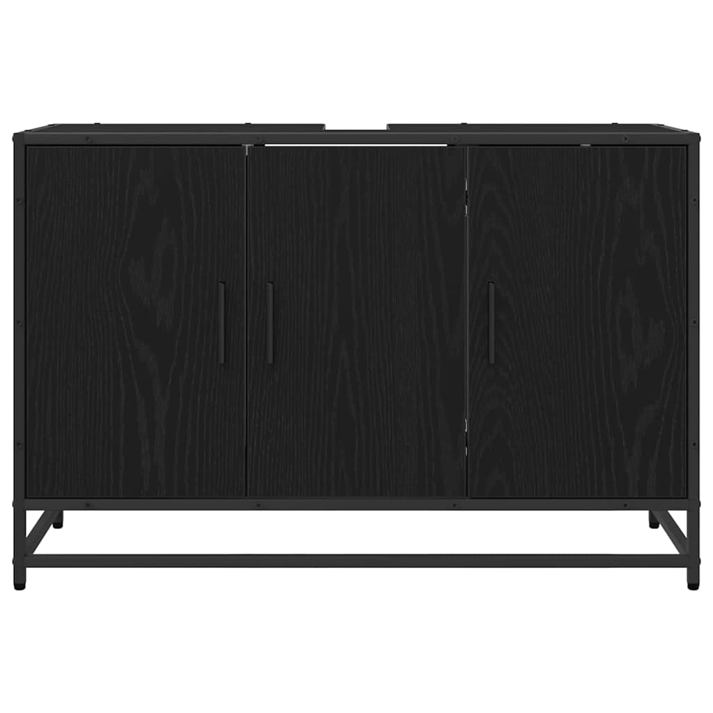Bathroom Cabinet with Door Black Oak Effect 90 x 33 x 60 cm