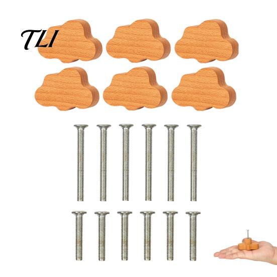 Modern Minimalist Cabinet Pulls Cloud Shaped Wooden Knobs for Cabinets & Drawers, Wood Handles Beech with Screws, Nordic Style Decorative Nursery