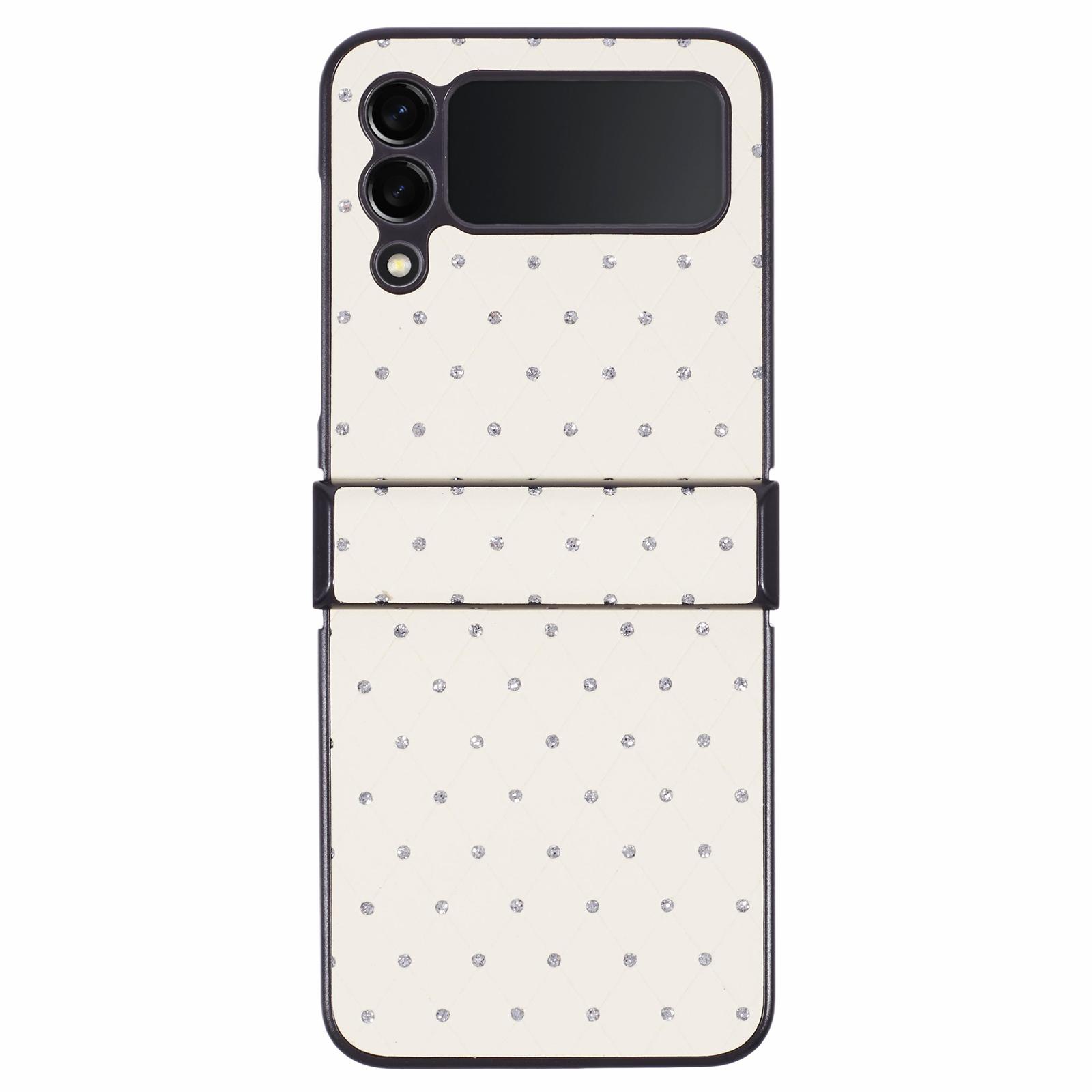 

Чехол для Samsung Galaxy Z Flip3 5G Кожа+ПК Защита шарнира Чехол для телефона Блеск White