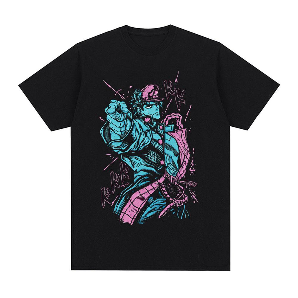 

Anime JoJo Bizarre Adventure Jotaro Kujo Manga T Shirts Men s Clothing Summer Cotton Short Sleeves Oversized T-shirts Streetw... S разноцветный