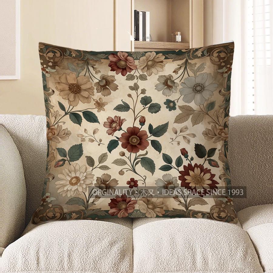 2D Floral Patterned Decorative Cushion Covers For Sofa Pattern Cushion Cover Suitable For Sofa Bedroom Car Pillow Cover
