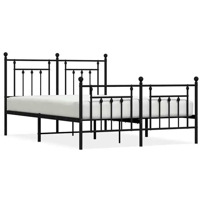 VidaXL Metal Bed Frames with Headboard-Footboard Black 140x190 Cm 353555