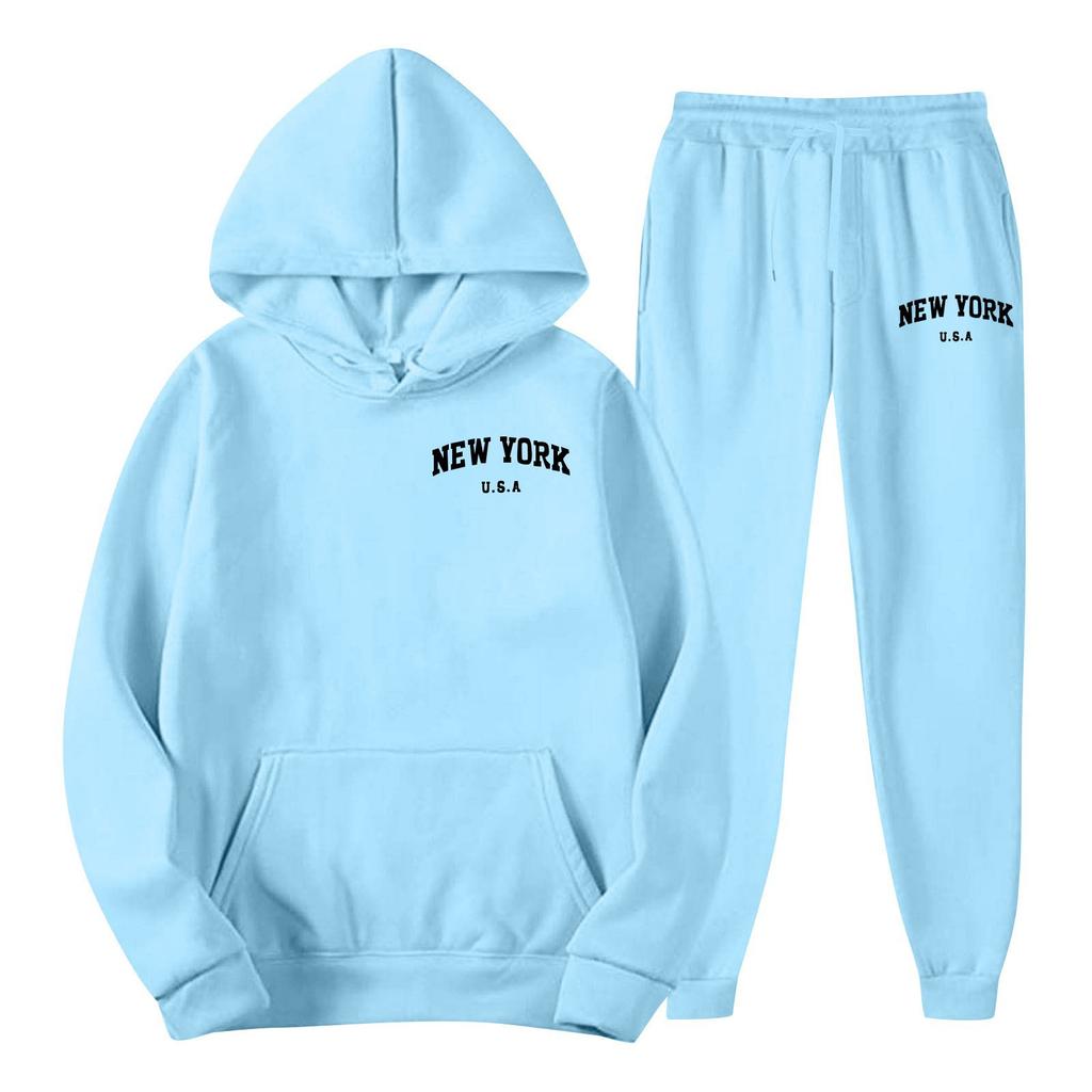 Men's Spring and Autumn Solid Color Suit Hooded Sweater Suit Trend Casual Sports Two-piece Suit