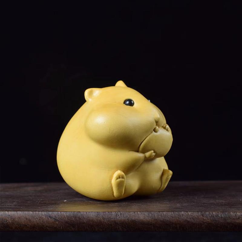 

1/4 Pcs Boxwood Wood Carving Sculptures Hamster Ornament Cute Hamster Modern Figurines Home Room Desk Car Decor Art Crafts 5cm