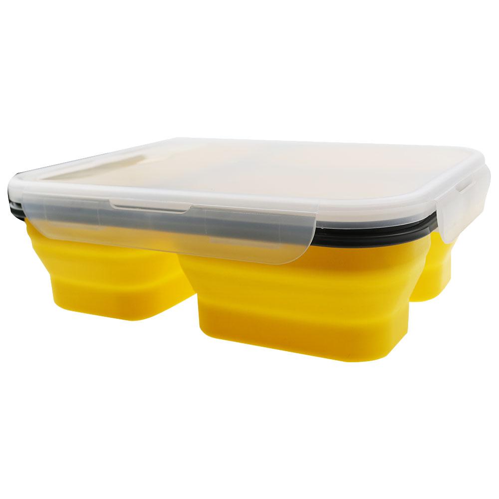 1 Stück 1300 ml Silikon Faltbare Tragbare Lunchbox Mikrowellenofen Schüssel Faltbarer Lebensmittelaufbewahrungsbehälter Waschbarer Deckel Geruchlos