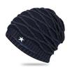 Thickened Fleece Pile Cap Rhombus Jacquard Hood Cap Fashion Beanies Hat  Winter