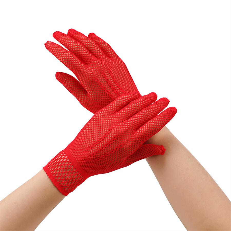 Vintage durchsichtige Netzfingerhandschuhe, kurze dehnbare Netzhandschuhe für Halloween & Kostüme