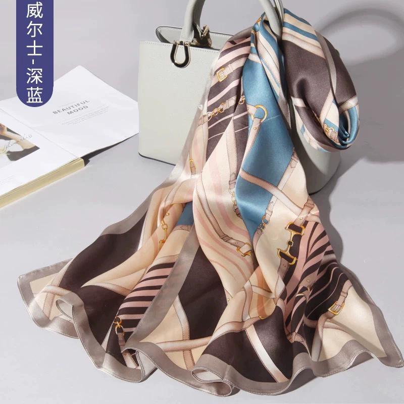 New 100% Natural Real Silk Scarf Women Luxury High Quality long  Fashion Neckerchief Lady Shawl Wraps Hijab Bandana Scarves
