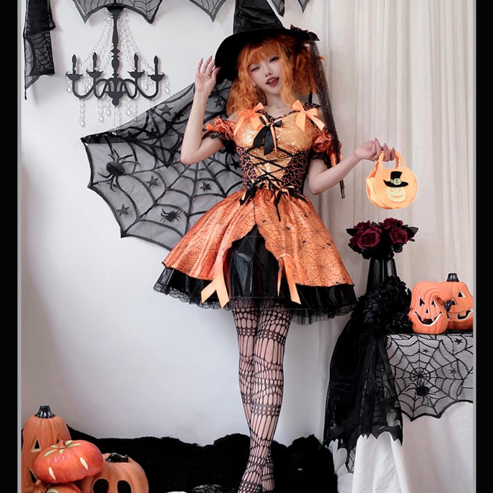Halloween Adult Costume Witch Costume Masquerade Cos Show Costume Pumpkin Witch Costume Cosplay Dress
