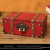 Retro Wooden Rectangular Storage Box Set with Lock - Creative Organizer & Decorative Props