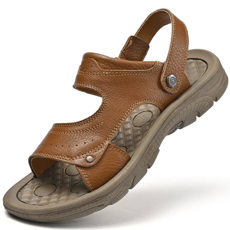 

Мужские уличные повседневные сандалии кожаные сандалии пляжная обувь для пешего туризма уличные кожаные сандалии 46