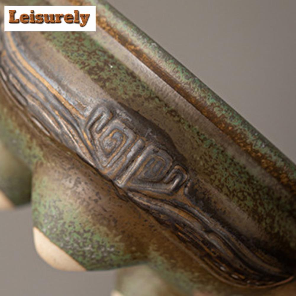 Antique Kiln Change Green Field Incense Stove Treasure Bowl Line Aromatherapy Furnace Consecrate Buddha Triangle Holder Ornament