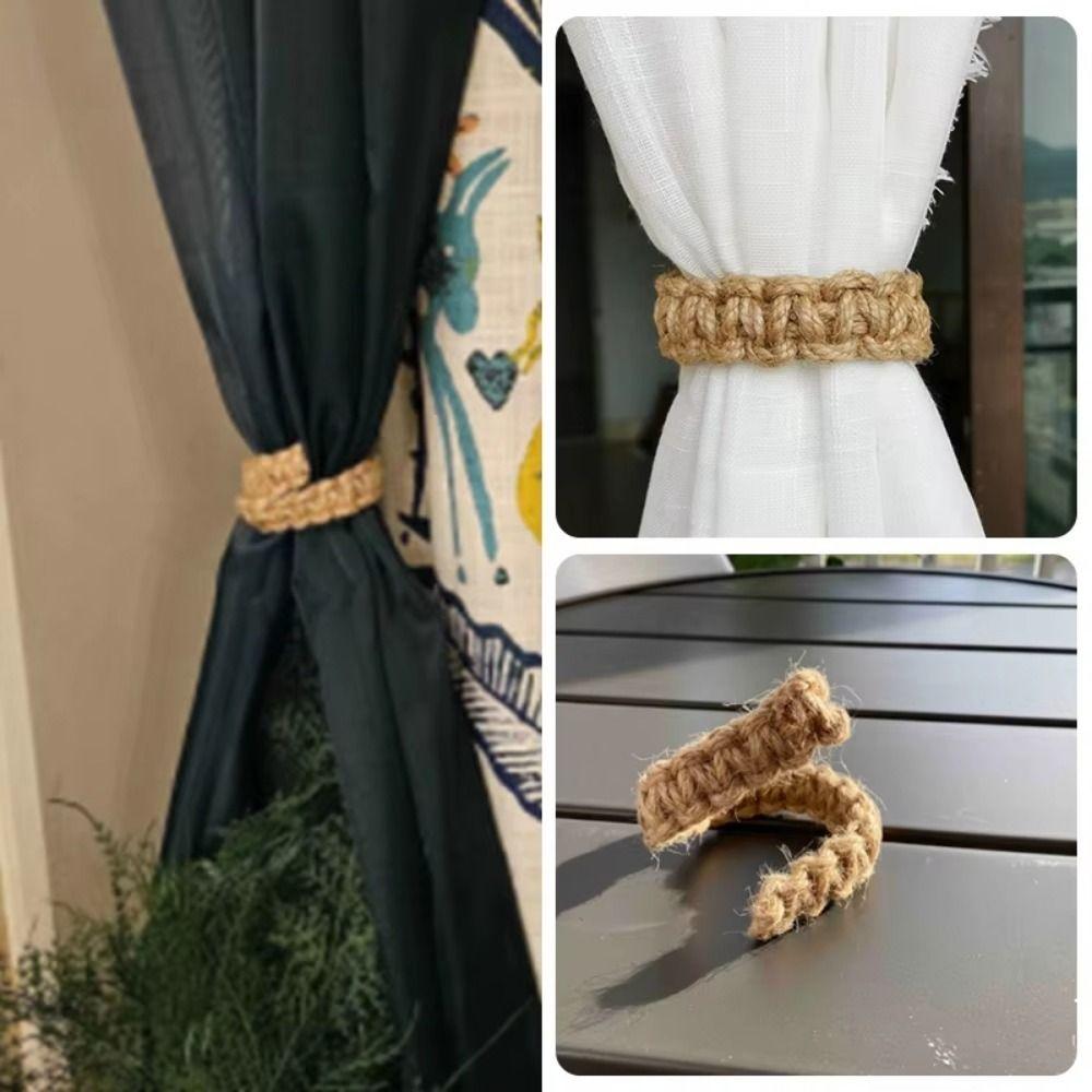 2Pcs Handwoven Curtain Holdback Vintage Curtain Holder Modern Curtain Tie Rope  Living Room