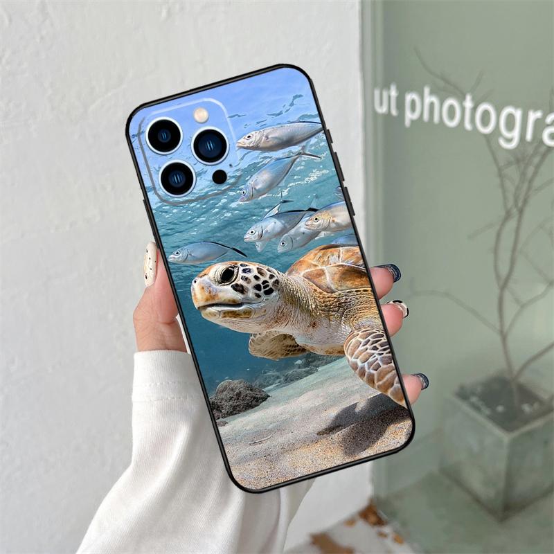 Cute Cartoon Turtles Silicone Soft Case For iPhone 17 Air 11 14 16 15 Pro Max 12 13 Mini 16 Plus 16e Back Cover