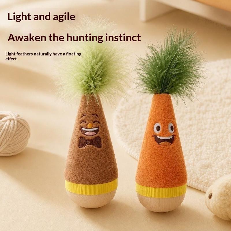 Cat Bite Resistant Tumbler Toy Soft Feather Teaser Self Play Interactive Pet Toy for Apartment Cats Pet Lovers Gifts