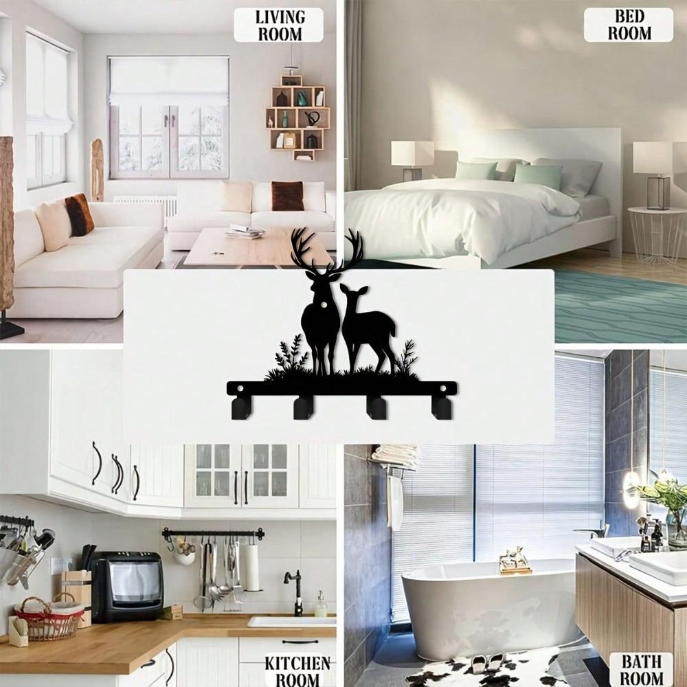 Antler Key Holder Wall Mount 5.9 Inch Modern Coat Rack Durable Hooks for Entryway Porch Office Decor