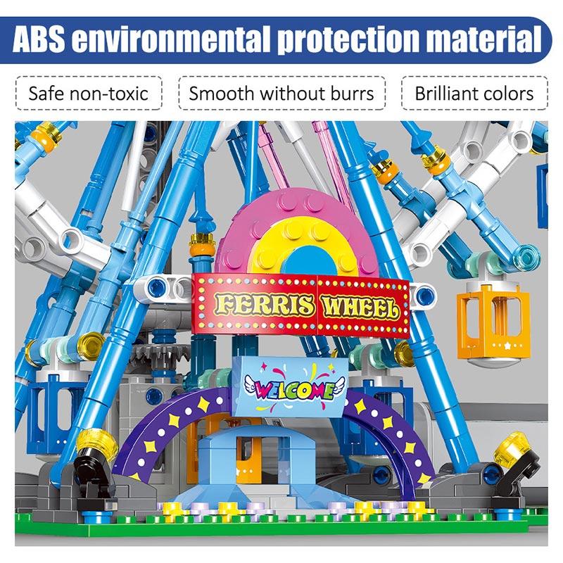 Wirbelnde Riesenradblöcke für Kinder, elektrisch leuchtendes Riesenrad für den Spielplatz, zum Zusammenbauen, neues Weihnachtsgeschenk, Ornamente