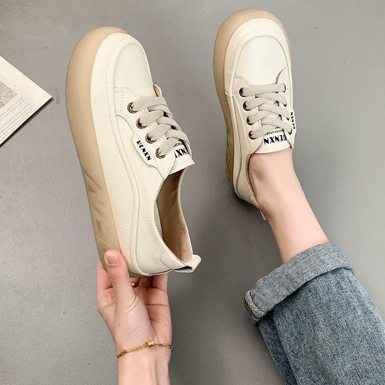 Маленькие белые туфли женские летние плоские ленивые мокасины повседневные универсальные — фото 5