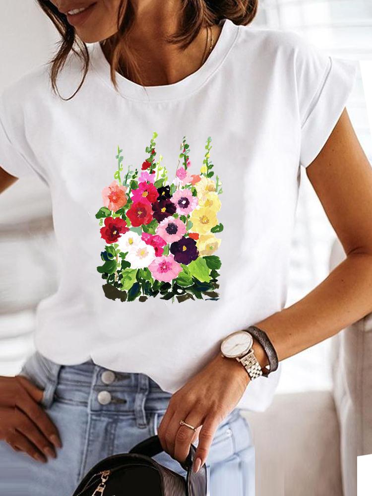 Dámské letní oblečení Grafické tričko Módní krátký rukáv Potisk Styl Láska 90. léta Trend Roztomilé tričko Oblečení Tričko Dámský top