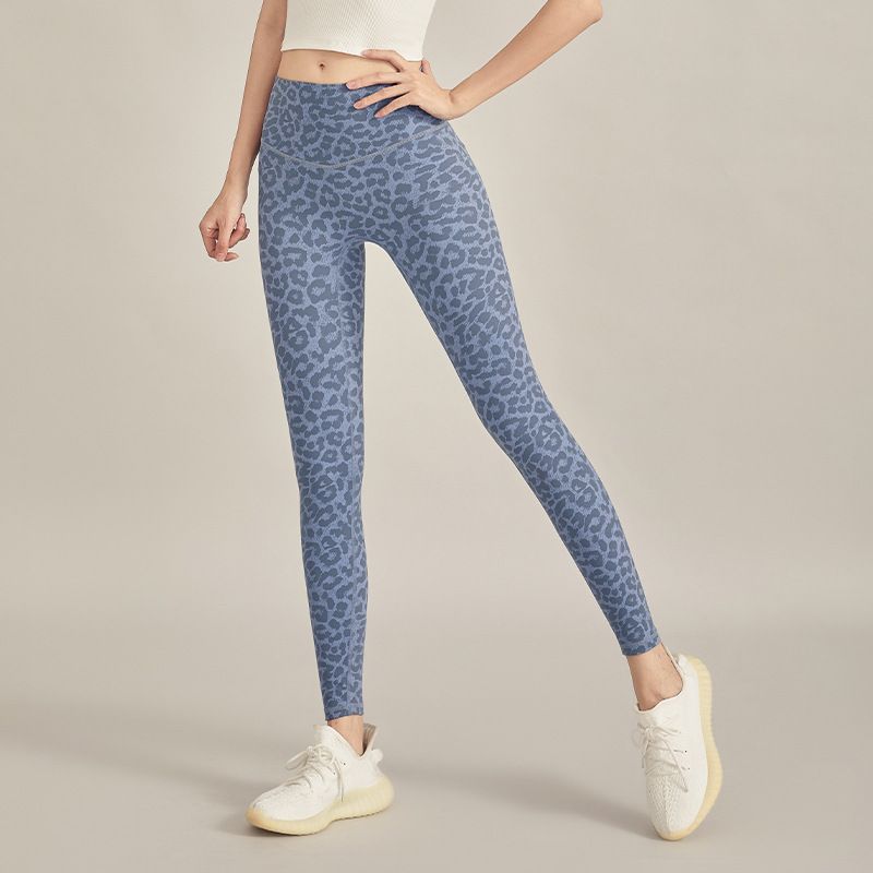 

Export Sexy Leopard Print Fitness Pants Women s Sports Yoga Tights Quick-Drying Running Leg Shaping Hip Lifting Yoga Long Pants Blue XL