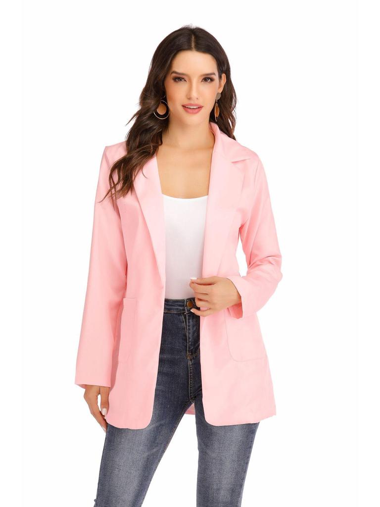 2023 Women's Autumn/Winter Long Sleeve Solid Color Slim Cardigan with Suit Collar