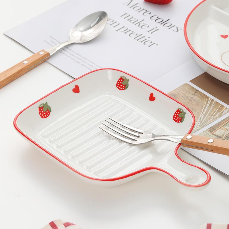 Snack Plates Bear Ins Ceramic Divided Plate Fat Reducing Plate Three Grid Circular Plate Home Weight Loss Breakfast Plates