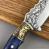 Kitchen Knife Thick Carved Pattern Handmade Knife Outdoor Barbecue Meat Eating Knife Stainless Steel Fruit Knife