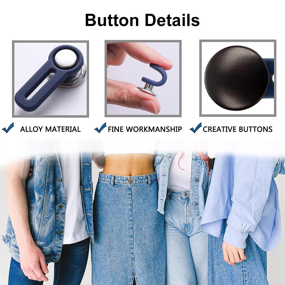 10 ks Prodlužovače knoflíků na džíny a kalhoty Univerzální expandér pasu pro ženy a muže Nastavitelné zatahovací knoflíky na prodloužení pasu