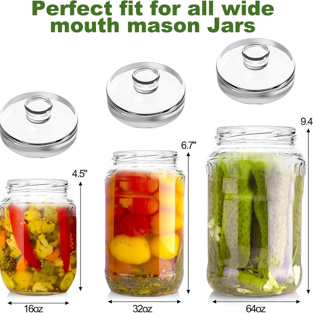4 piezas de Pesos de Fermentación de Vidrio para Tarros Mason de Boca Ancha, Piedras para Encurtidos para Kimchi, Chucrut, Fermentación de Verduras y Conservas