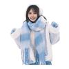Women Scarf Plaid Pattern Cashmere Feel Plush Scarf with Tassel Decoration Travel Sweater Coat Accessory