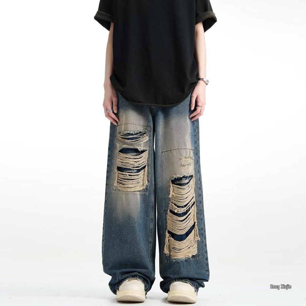 Herren American Retro Schlagjeans - Sommerwaschung, Lockere Passform, Trendiger High-Street-Stil.