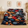 Retro Cobblestone Road Stone Pebbles Flannel Blanket Soft Throw Blanket for Bedroom Living Room Bed Travel Camping Picnic Nap