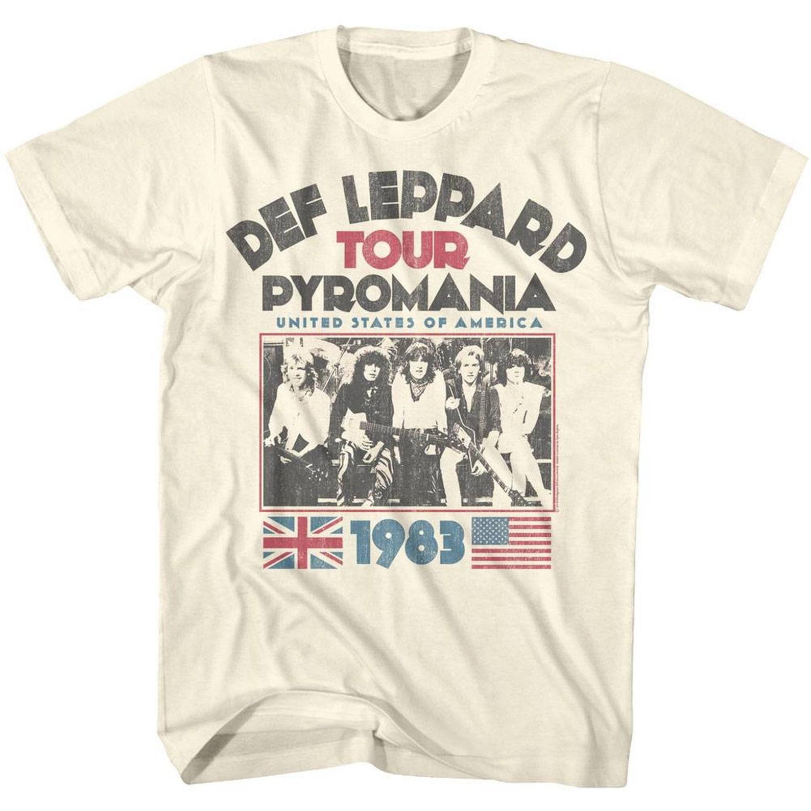 Def Leppard Pyromania Tour Natural Adult T-Shirt XL