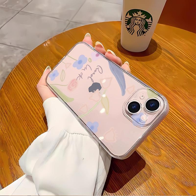 All-inclusive transparent mobile phone case iphone16 tulip 15 anti-drop soft case Apple 17promax trendy women's 11