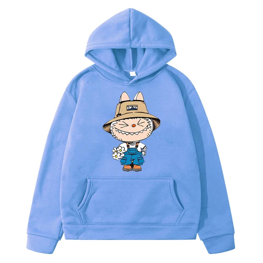 labubu print  Kawaii hoodies Fleece sweatshirt  Cartoon pullover y2k sudadera Autumn boys anime hoodie jacket kids clothes girls