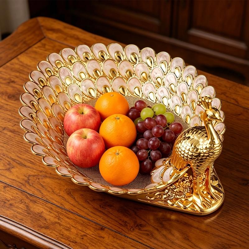 Peacocks Themed Snacks Holder Cookie Storage Bowl For Organizing Treats In Modern Living Space