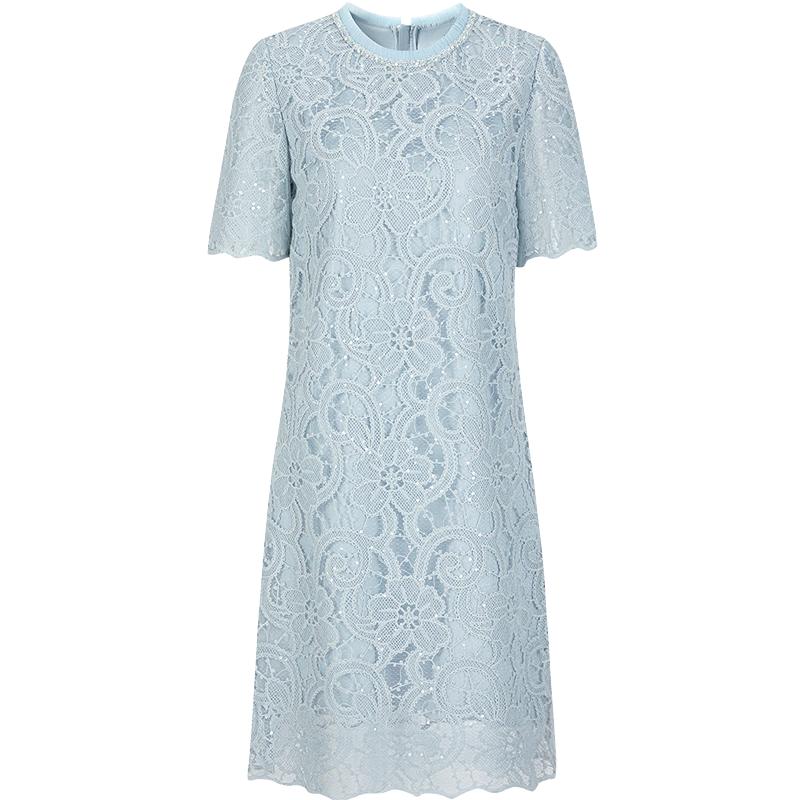 JUZUI Elegant Beaded Lace Midi Dress